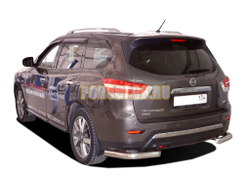 Защита заднего бампера угловая Папа Тюнинг d76 для Nissan Pathfinder 2015-