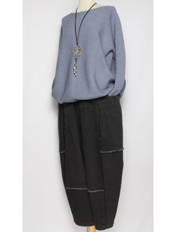 Джинсы "Винтажные строчки" черные р.48-54