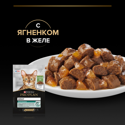 Pro Plan (ПроПлан) Adult влажный корм для взрослых кошек, Ягненок в желе, 85 г