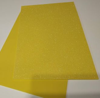 Глиттерный фоамиран, цвет желтый, 20*30 см, толщина 2 мм