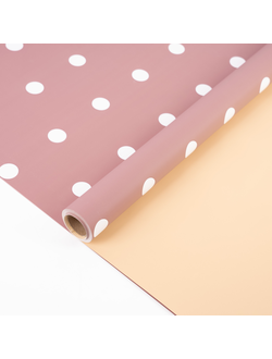 Пленка двусторонняя "Большой горох" 58см*10м Бледно-пурпурный / Кремовый ПР29/6