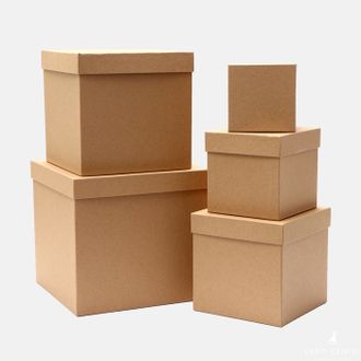 Коробки  «Крафт однотонный», 22.5×22.5×22.5 - 9.5×9.5×9.5 см