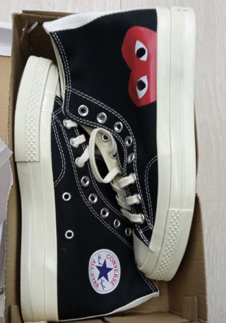 Кеды Converse Play Comme Des Garçons черные  высокие женские