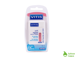 Vitis dental Floss Межубная нить со фтором 50м розовая