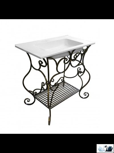 Раковина Эстет Kare 90 х 50 см синего цвета из литьевого камня, на столешницу