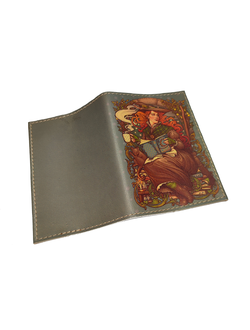 Обложка на паспорт с принтом "Девушка и луна"