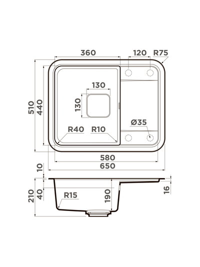 МОЙКА OMOIKIRI TASOGARE 65