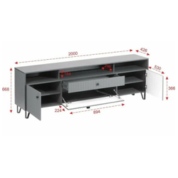 ОЛИВИЯ Тумба ТВ (2000*668*426мм), графит/графит софт