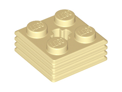 Brick, Modified 2 x 2 x 2/3 Ribbed with Axle Hole, Tan (71752 / 6330903)