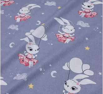 Подушка для беременных большой Рогалик наполнитель холлофайбер + наволочка на молнии поплин зайки на сером