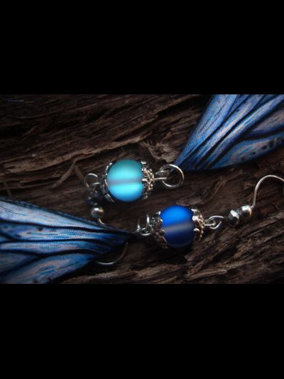 "Тайны небесных сфер", серьги с шёлковыми крылышками