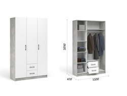 Спальня ЧИКАГО - Шкаф 3д2ящ Ателье светлый/Белый