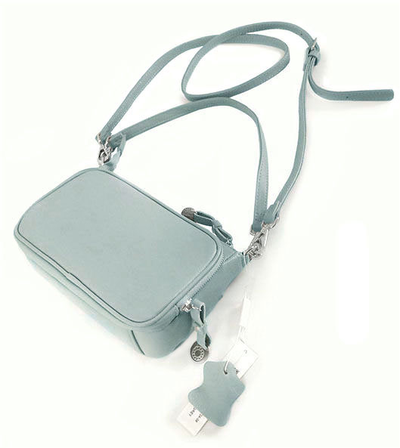 (АРТИКУЛ: 9876) СУМКА ЖЕНСКАЯ НЕБОЛЬШАЯ, НАТУРАЛЬНАЯ КОЖА, С ДВУМЯ НАРУЖНЫМИ КАРМАНАМИ, ГОЛУБАЯ, РЕМЕНЬ ЧЕРЕЗ ПЛЕЧО