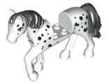 Horse with 2 x 2 Cutout and Movable Neck with Molded Black Tail and Mane, Printed Black Spots Pattern, White (bb1279c01pb03 / 6344394)