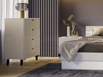 Оливия Комод 4-ящ (Белый, Белый гл холодный) мдф МИФ, Ш850хВ1018хГ446 мм