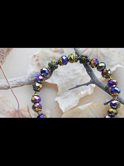 Браслет "Кристаллы осеннего волшебства" с месяцем и цветами