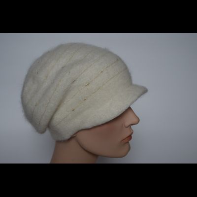 Белая кепка вязаная с золотистыми полосками Vizio Италия 6486 W