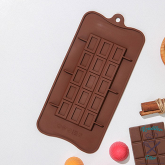 Форма для шоколада «Шоколатье», 15 ячеек, 25×11,5×0,5 см, цвет шоколадный