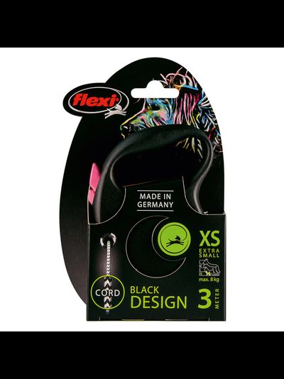 Flexi рулетка Black Design XS (до 8 кг) 3 м трос черный/розовый