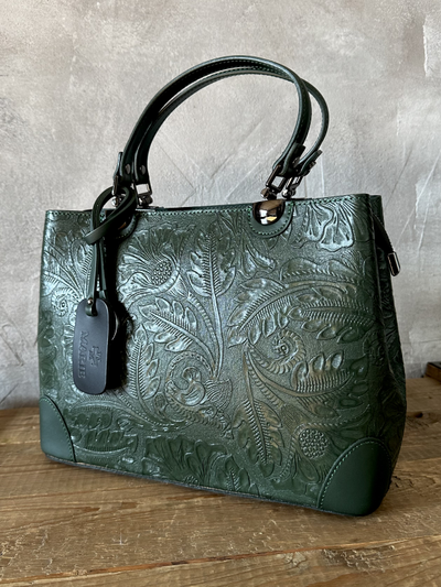 Женская форматная сумка из натуральной кожи, цвет зеленый, Vera Pelle. Арт.026809