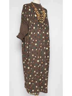 ПЛАТЬЕ БОХО хлопок "ПРОВАНС РУКАВ РЕЗИНКА" шоколад р.52-56