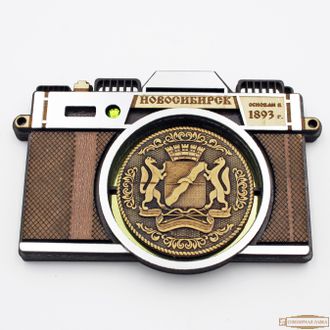 магнит деревянный с берестой герб Новосибирск оптом