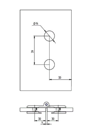 825 Петля стекло-стекло для гармошки