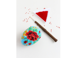 Яйцо "Красные розы на голубом" Набор для вязания крючком с бисером от Ирины Рудевич