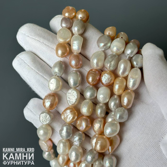 Жемчуг речной микс рис фри-форм 8-12 мм, цена за нить 16 см