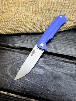 Фрикционный складной нож Микрос+ сталь VG-10, рукоять G10, цвет синий
