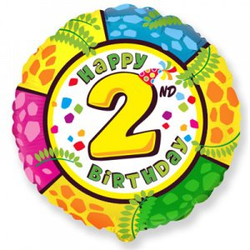Воздушный шар фольгированный "Шар-цифра 2. С Днём рождения"  (Испания) 45 см.