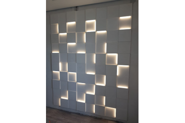 Смонтированные световые панели "LightUnit". г.Нерюнгри, респ.Саха (Якутия). Размер панелей 250*250мм (толщины - 10, 20 и 30мм).