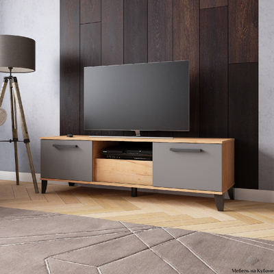 ТВМ-2 Тумба под ТВ Дуб крафт золотой/Графит Серый