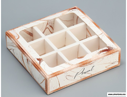 Коробка под 9 конфет с ячейками «Мрамор», 14.5 х 14.5 х 3.5 см