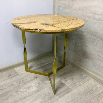Кофейный столик из мрамора Bidasar Golden (450х450х450 мм, цвет подстолья золото) - 205