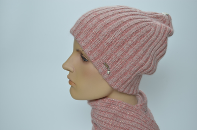 Розовый шарф и шапка ангора