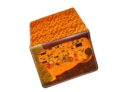 Обложка на автодокументы с принтом по мотивам картины Густава Климта "Поцелуй"