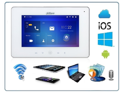 DaHua DHI-VTH5221D/DW Ip видеомонитор 7" WiFi/LAN с сенсорным экраном, для систем видеонаблюдения и видеодомофонии. Имеет встроенный видеорегистратор.