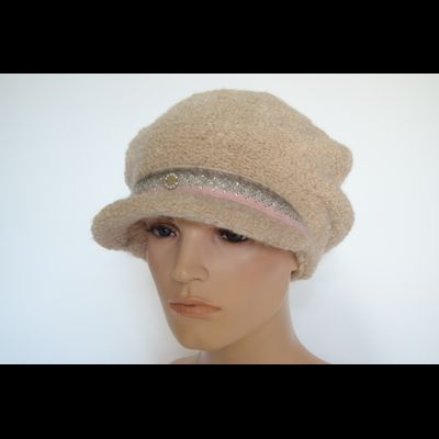 Бежевая кепка вязаная из альпака Vizio Италия 9014 WK