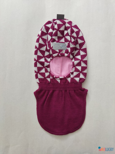 Шапка-шлем "Бантики" 20201-07, цвет бордовый, белый р. 48-50