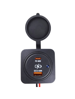 Гнездо зарядное накладное, USB + Type C