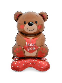 Шар 3D (58''/147 см) Фигура на подставке, Мишка с сердцем