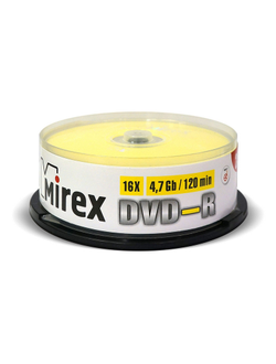 Носители информации DVD-R, 16x, Mirex, Cake/25, UL130003A1M