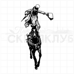 штамп ретро клоун на коне