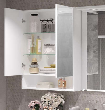 Мебель для ванной Opadiris Фреш 120 белый для стиральный машины (фасады стекло, раковина справа)