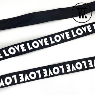 Репсовая лента "LOVE", цв. Черный