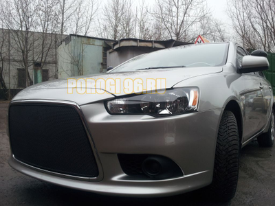 Защита радиатора Mitsubishi Lancer X 2011- black PREMIUM