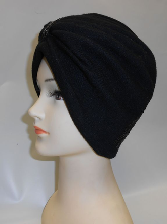 Шапка вязаная трикотажная со стразами 2 в 1, женская , черная арт. Ц-0243