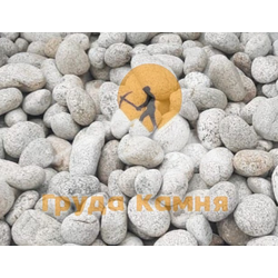 Галька белая горянка круглая, фракция 40-70 мм