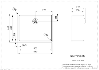 Мойка Reginox New York L 50x40 Comfort matt